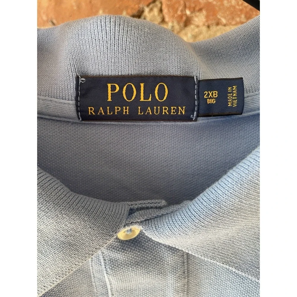 Ralph Lauren Polo Shirt Men's Blue 2XB Classic-Fit Light Yellow‎ Pony Logo